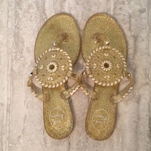 Jack Rogers Gold Sparkle Georgica Jelly Sandal, 8